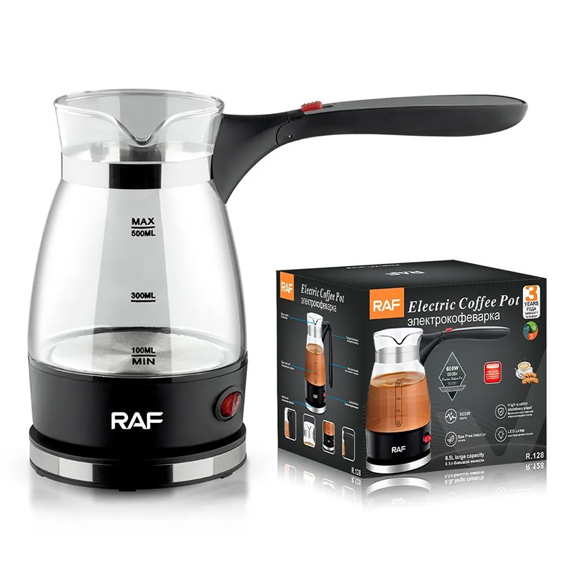 Xhezve Elektrike RAF prej Qelqi – 500 ml, 600W